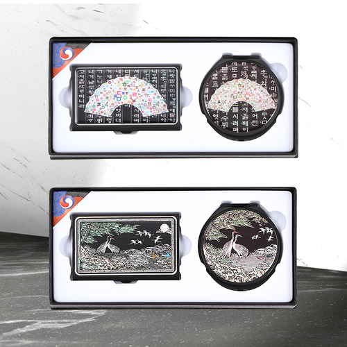 (전통기념품) 전통굿즈 명함케이스 손거울 세트