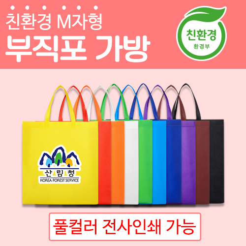 친환경 M자형 초음파 부직포가방, 시장가방, 쇼핑백(대 425x385x120mm)