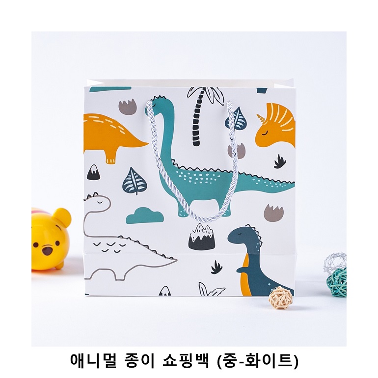 위크앤드 애니멀 종이 쇼핑백 (중-화이트) 종이가방(20x20x8cm)