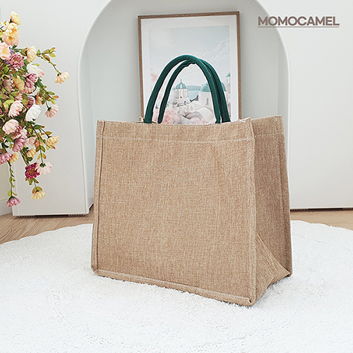 모모카멜 린넨 에코백 대형 쥬트백 마 가방 35cm * 30cm * 17cm (HE09)