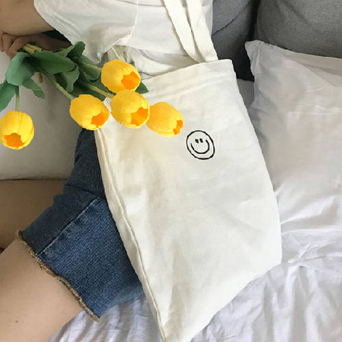 스마일 숄더 에코백