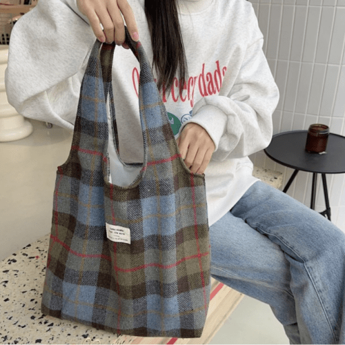 숄더백 캐주얼백 여성가방 손가방 시장가방 체크무늬가방 보부상가방