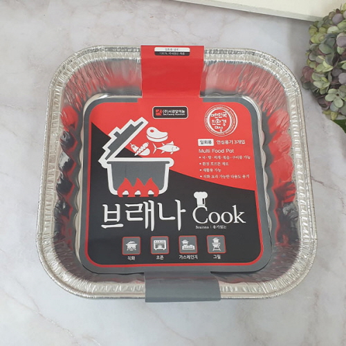 에코키친 일회용 사각 직화 냄비 3매입 KB282
