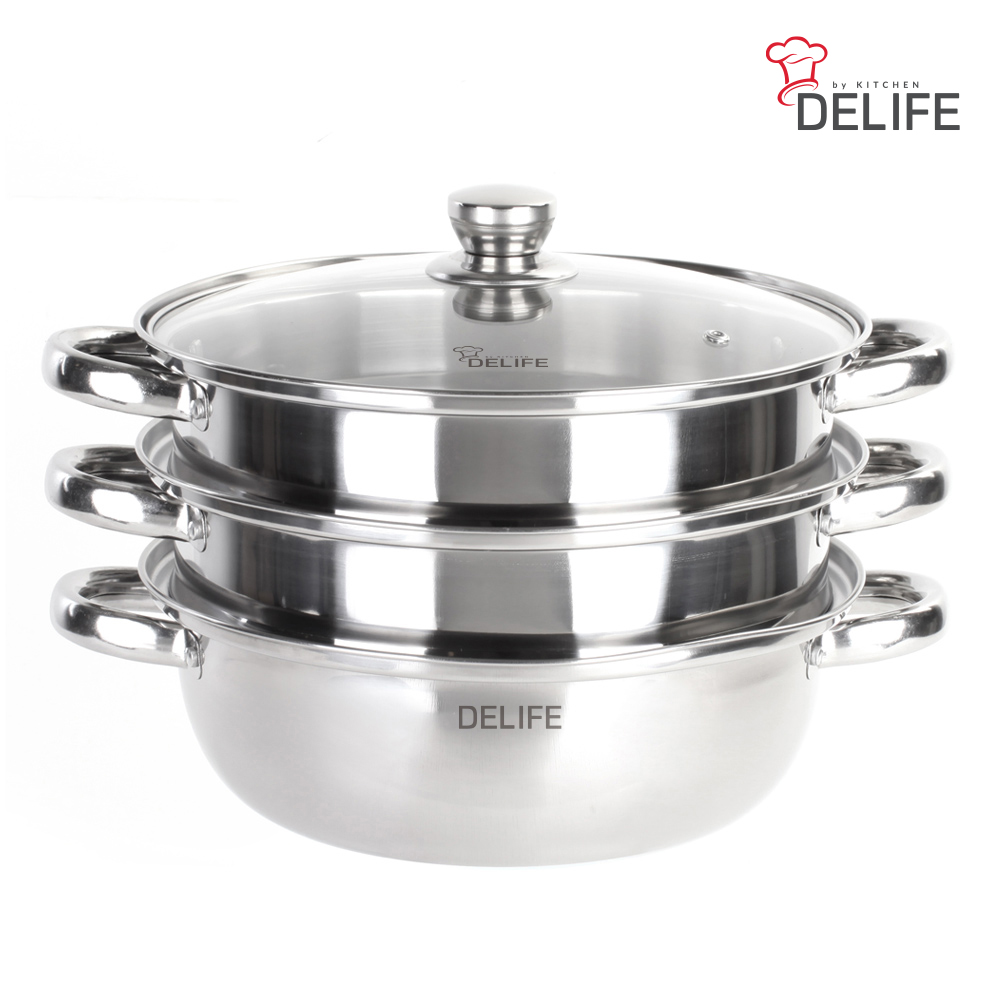 디라이프 스테인레스 인덕션 3단 찜전골냄비(28cm)