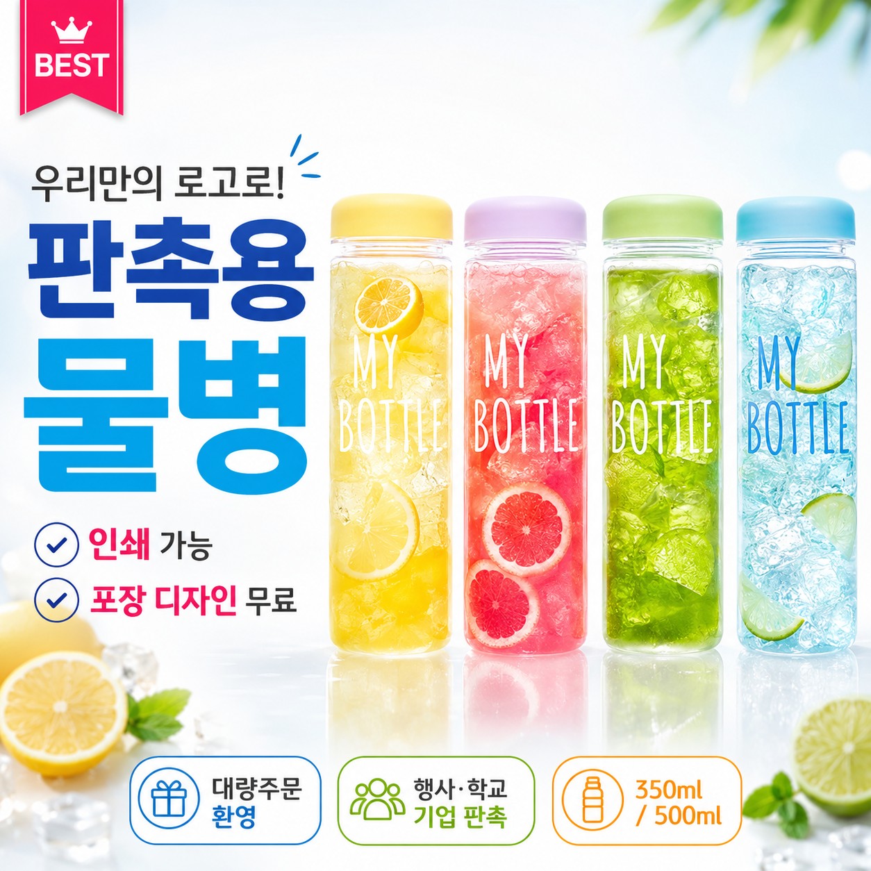 루무드 마이보틀 500ml 350ml 아이스 트라이탄 물통 물병 주문제작 인쇄 포장 가능 // 국내제작
