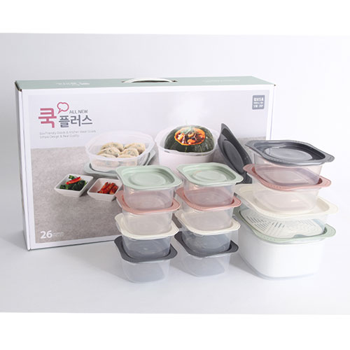 쿡 플러스 점보5호 밀폐용기 12종 26P, 찜판 + 분리판