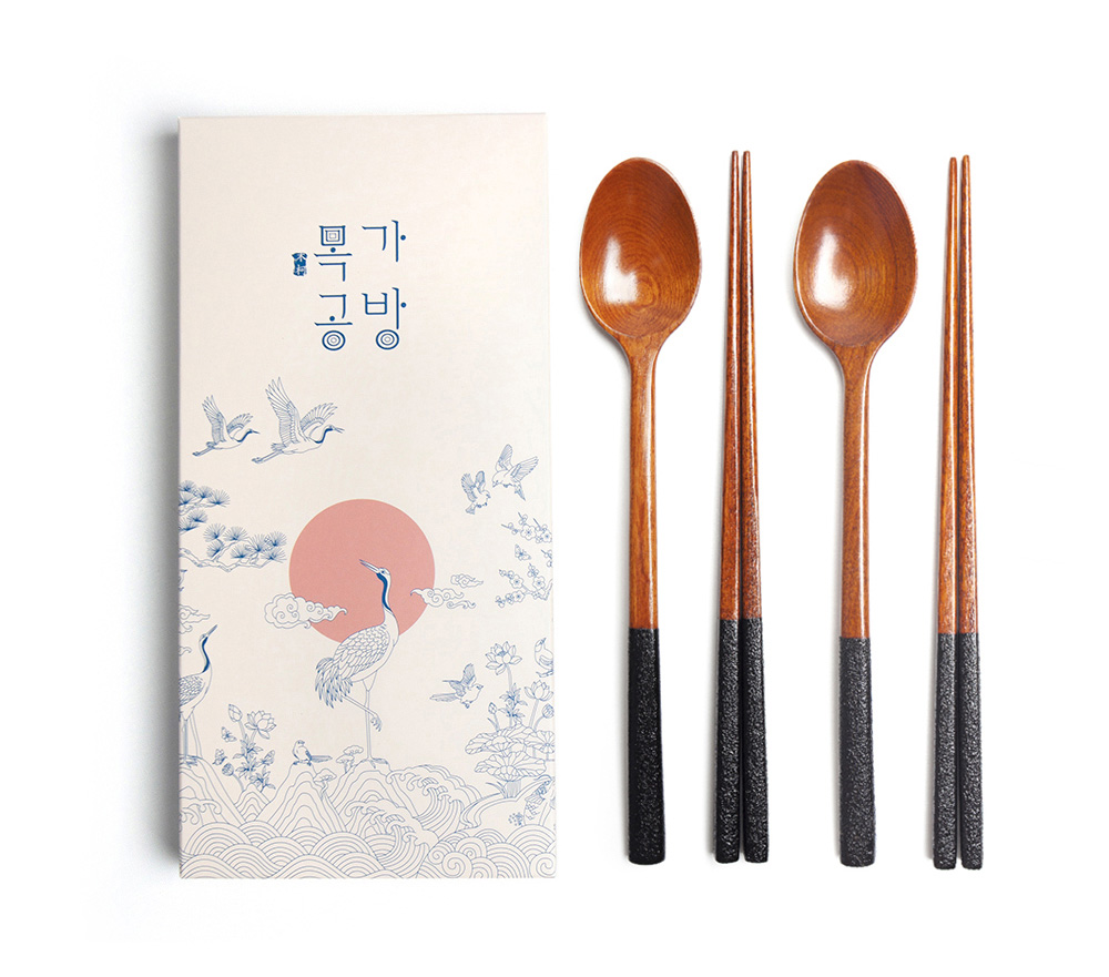 목가공방 국내 옻칠 참숯 소담 수저 2인 선물세트
