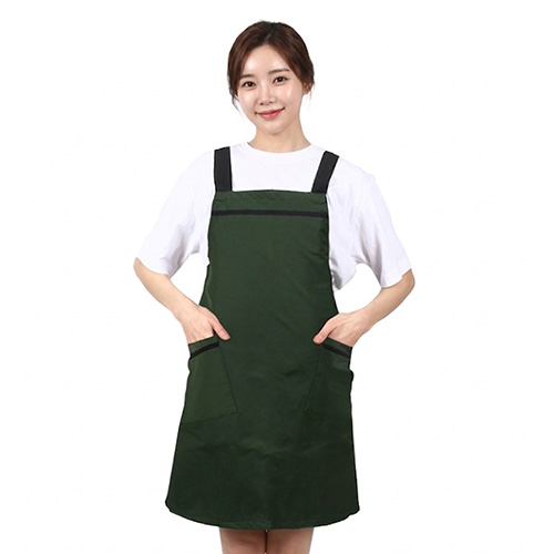 H형 배색 라인 랩 앞치마