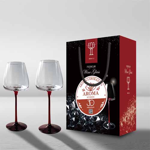 [분리라벨] 핸드메이드 수제 레드타이 와인잔 480ml 1세트(2p)