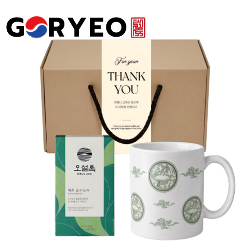 한국전통 국보 제68호 고려청자 도자기 머그 355ml 오설록 티백 선물세트