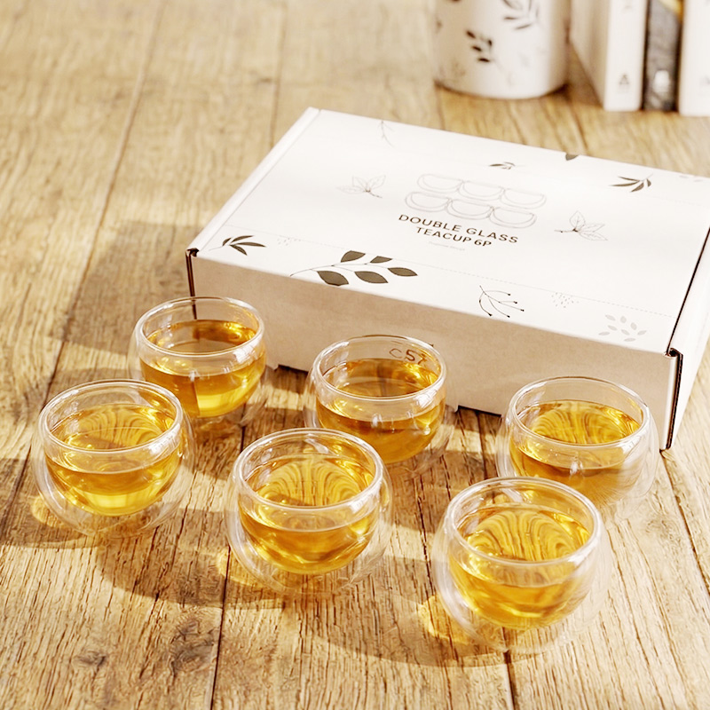 57도씨 이중 내열유리 유리잔 50ml 6P 찻잔 세트