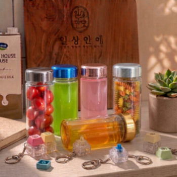 마이보틀 메탈캡 아이스 패트 350ml 물병 물통 + 키캡키링 1구 세트 클리커 클릭커 딸깍이 키링 열쇠고리