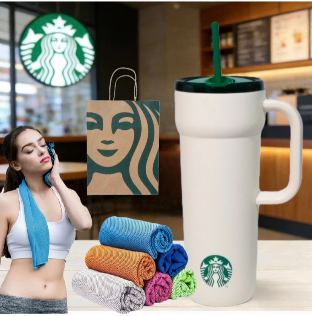 스타벅스 롱 텀블러 710ml+기능성 스포츠 타올+종이 쇼핑백 선물세트