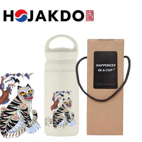 한국전통 민화 까치와호랑이 호작도 데이오프 진공 텀블러 350ml