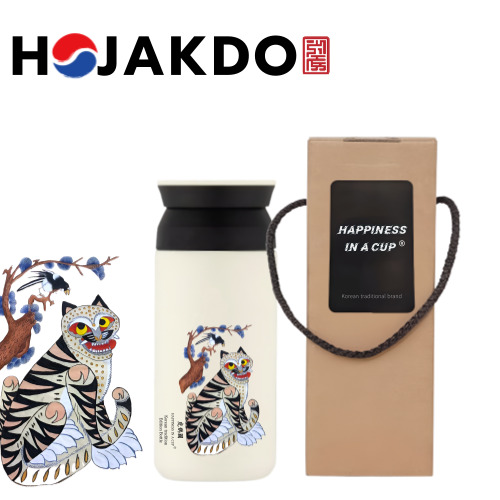 한국전통 민화 까치와호랑이 호작도 트레블 진공 텀블러 350ml