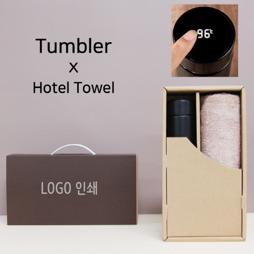 스마트온도계 500ml 텀블러 + 뱀부 170 세면타올 세트