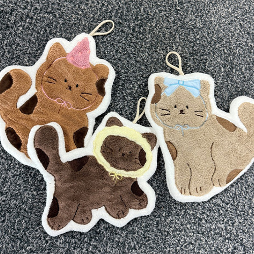 귀여운 고양이 주방 핸드타올 어린이집 고리수건 Y2549