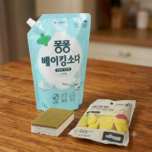 LG생활건강 대용량 퐁퐁 베이킹소다 주방세제 1200ml 면코팅고무장갑 친환경수세미 코코넛수세미