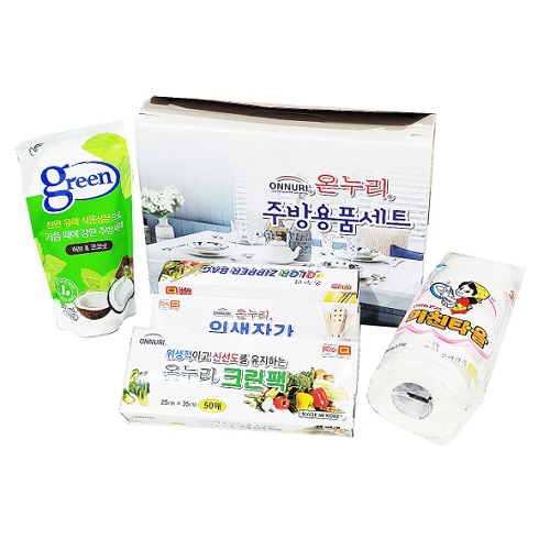 [온누리] 온누리 주방세트(주방세제/위생장갑/크린팩/지퍼백/키친타올)
