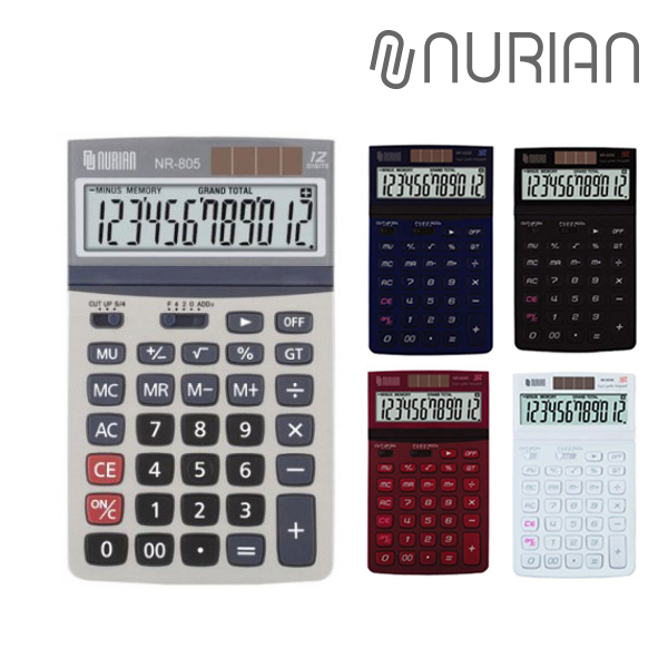 [누리안] 탁상용 칼라 일반 계산기 NR-805 그레이