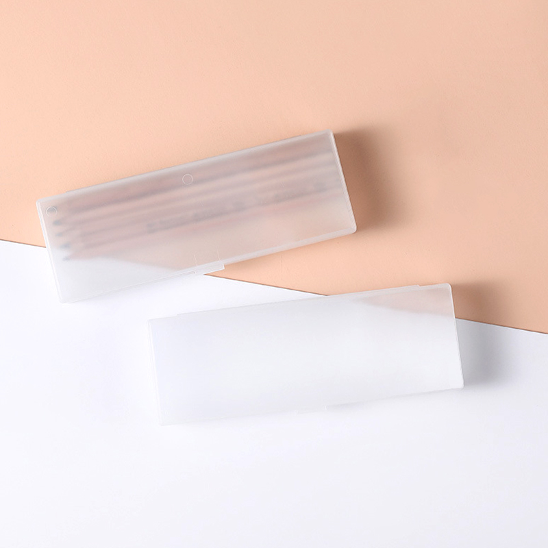 반 투명 무지 플라스틱 펜 케이스 1단 필통
