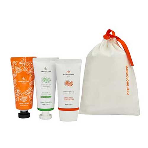 [맨도롱제주] 여행용세트1호핸드크림 50ml / 선블럭 50ml / 폼클린징 50ml / 파우치 1개