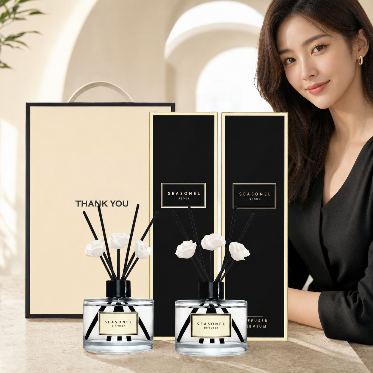 시즈넬 2세대 선물세트 디퓨저 200ml 미니로즈 더블