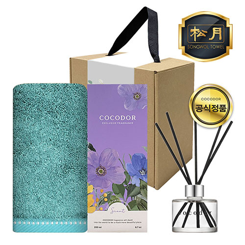송월 프리미엄 디퓨저 세트 (뱀부 타올 200g 1매 +코코도르 디퓨저 200ml 1개)