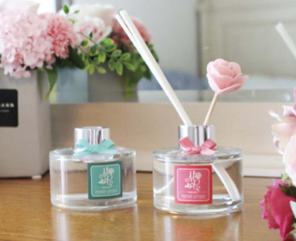 미네카 파스텔 플라워 원형 디퓨져 100ml 화이트스틱 + 플라워스틱