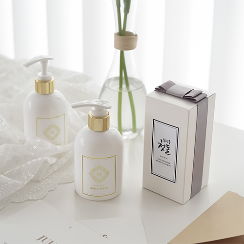 [메이드써니] 핸드워시 베이비파우더향 250ml (그레이 리본+스티커 포함)