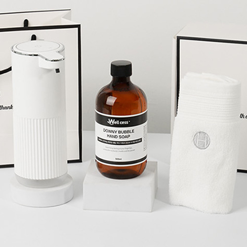 WG-102BT 거품타입 손 세정제 디스펜서 1개 + 리필 500ml 1개 + 핸드타올 1개 세트