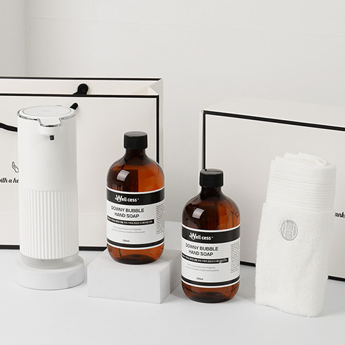 WG-103BT 거품타입 손 세정제 디스펜서 1개 + 리필 500ml 2개 + 핸드타올 1개 세트