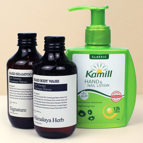독일정품 카밀 핸드로션 펌프형 125ml+나드 샴푸+바디워시+끈케이스