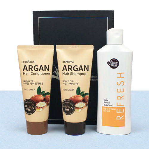 과일나라 컨퓸 아르간 샴푸+컨디셔너 + 샤워메이트 바디워시 + 종이케이스