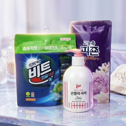비트 캡슐세제 + 울샴푸 손빨래 세제 용기 펌프형+피죤 섬유유연제