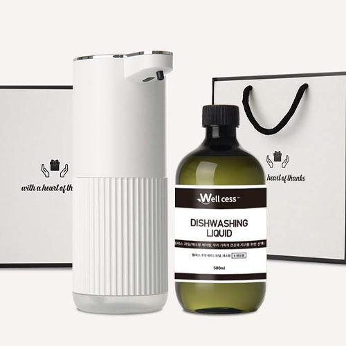웰세스 WG-101G 젤 주방세제 자동 디스펜서 1개 + 리필 500ml 1개 세트