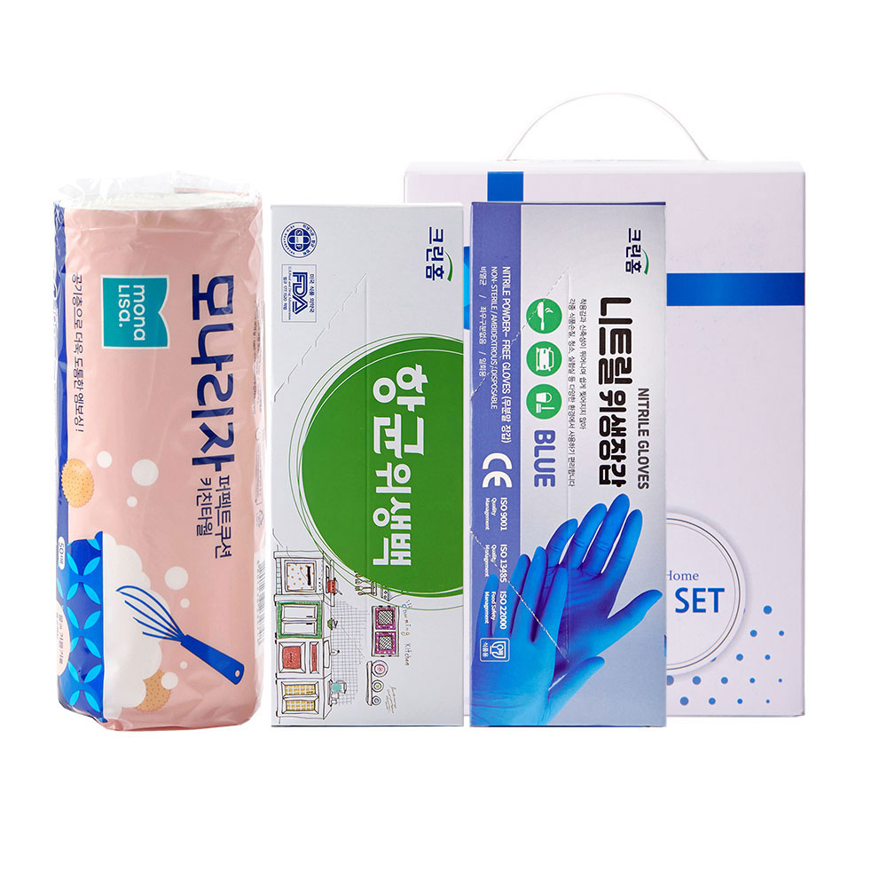 크린홈 항균위생백 니트릴장갑 키친타올(3종)