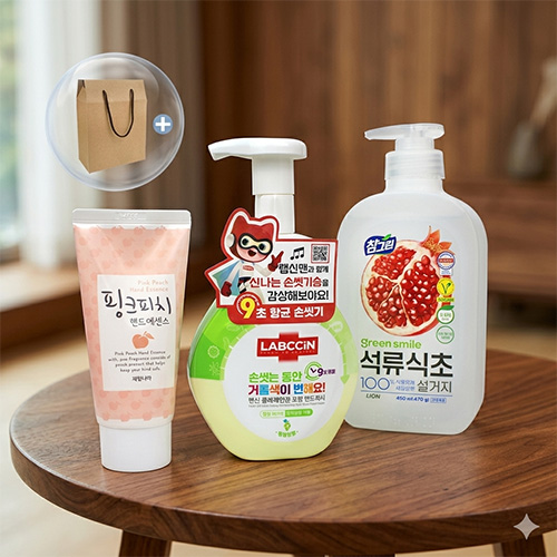 참그린 친환경 주방세제 랩신핸드워시 과일나라 핸드크림 3종