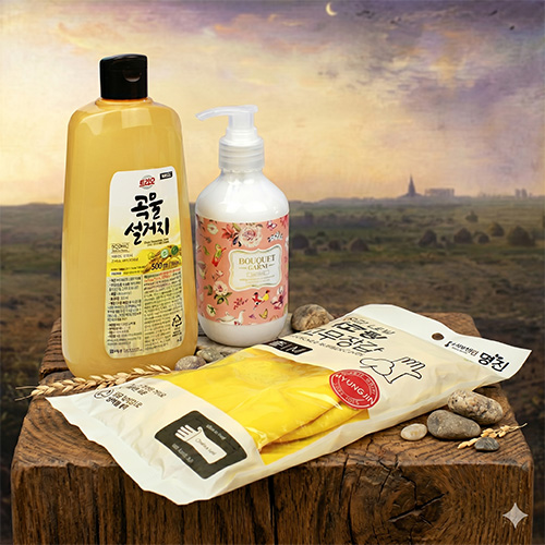 트리오 곡물설거지 500g 부케가르니 핸드크림 280ml 3종세트