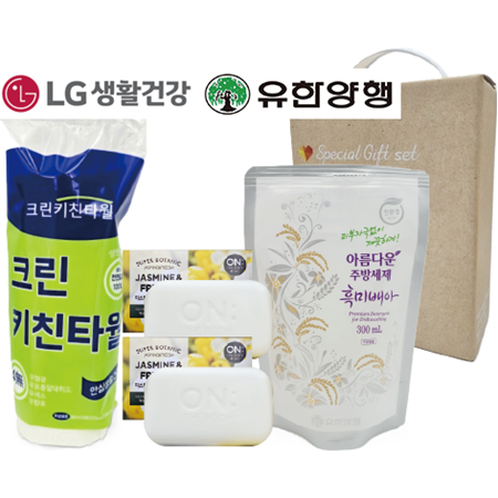 흑미배아 주방세제+엘지온더바디비누 2p+크린키친타올
