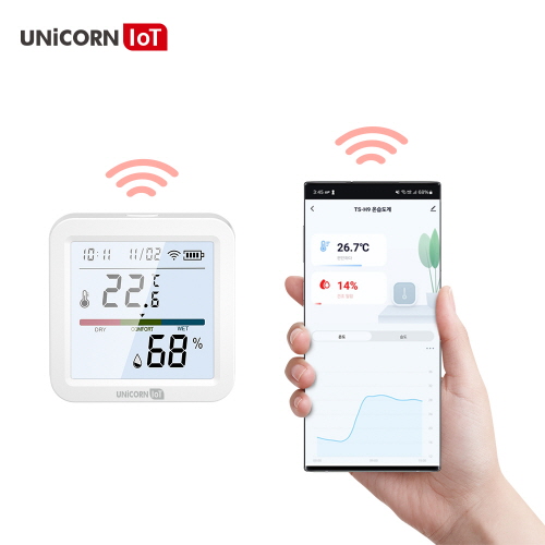유니콘IOT TS-H9 스마트 온습도계 WIFI 무선 LCD 온습도 센서 알림 기능