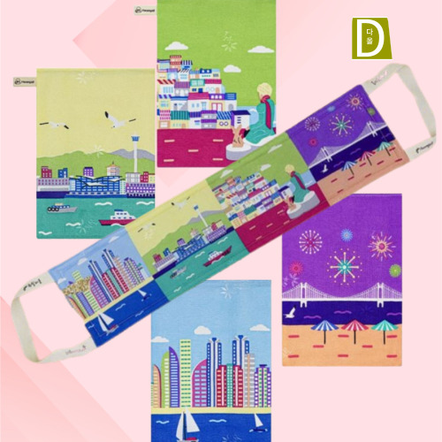 다올 인견 사각 때타올4P+ 대나무섬유 등샤워 때타올 1P 세트