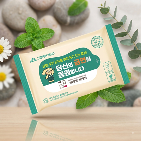생분해물티슈20매 그린케어 녹색인증비닐