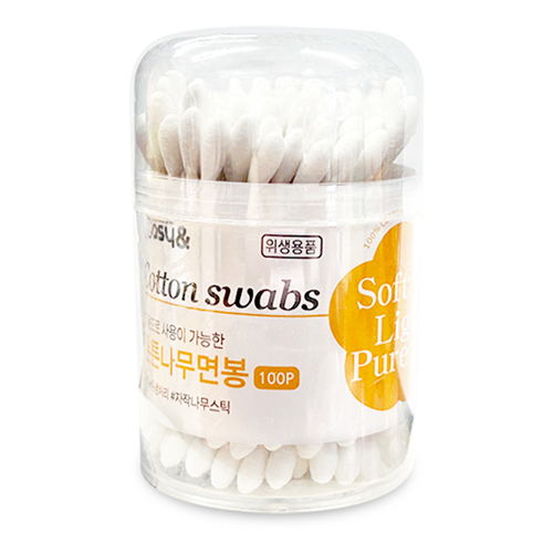 다용도 순면 원통케이스 면봉 K60, 면봉