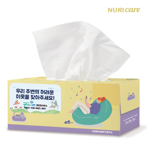 고급 미용 티슈 200매 (스티커 부착) 각티슈
