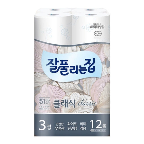 미래생활 잘풀리는집 클래식 3겹데코 27m 12롤 두루마리 휴지