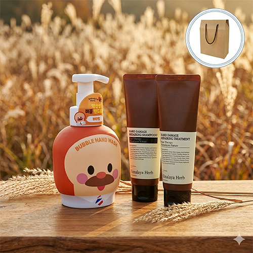 Nard 나드 샴푸 튜브형100ml+트리트먼트 100ml+애경 브래드이발소 핸드워시 500ml