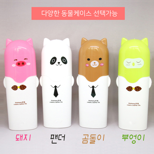[세트4] 동물 케이이스 휴대용 칫솔 치약 세트, 페리오, 여행용, 어린이 세트 // 국산