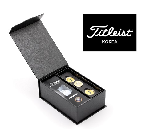 골프용품 타이틀리스트 골프 pro V1 3구+순금 볼마커 골프공 골프선물 t002