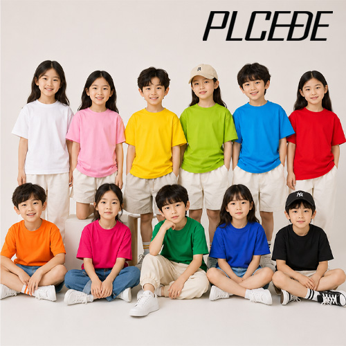 플씨드 국산 아동용 베이직 30 무지 반팔 티셔츠